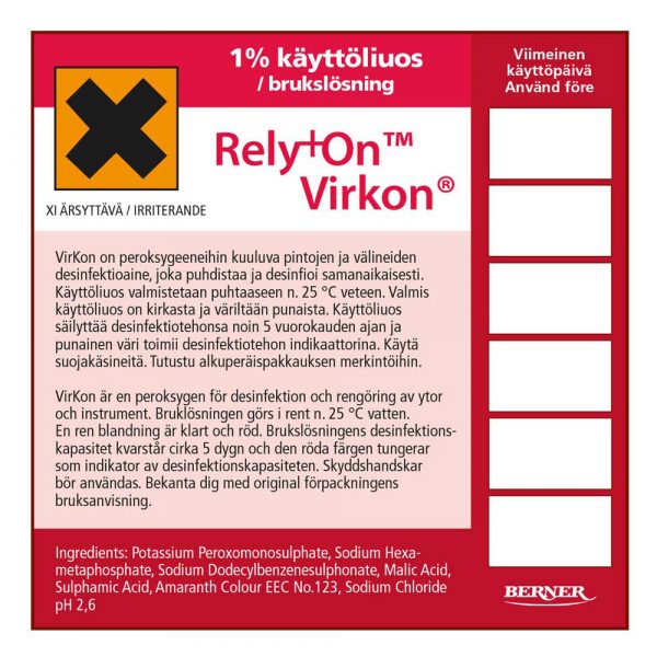 Virkon etiketti 10x10 cm tarra (10 kpl/ltk)